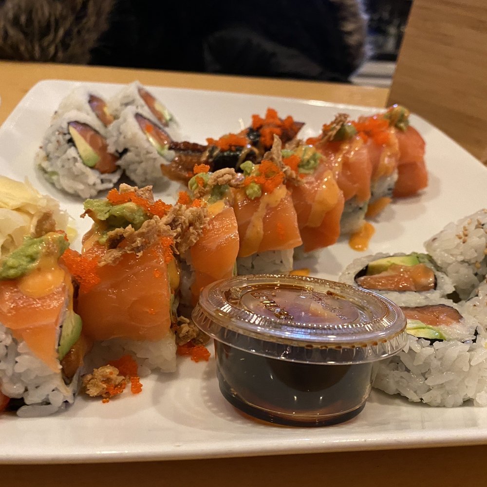 Kiku Sushi - Salmon Avocado Roll, Krazy Double Salmon Roll - Sushi Bars Near Me - Baltimore, Maryland