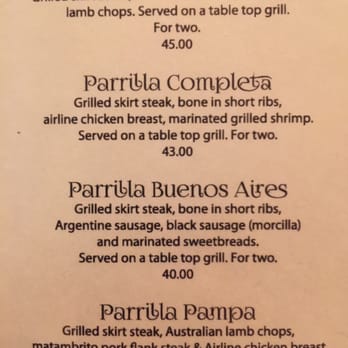 Buenos Aires Grill - Meat for 2 or more menu - Argentine Near Me - Northridge, California