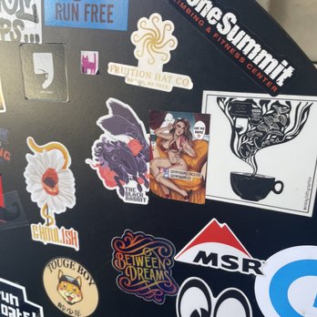 Cafe Comma - Trash can with cool stickers - Coffee & Tea Near Me - Atlanta, Georgia Cafe Comma - Trash can with cool stickers - Coffee & Tea Near Me - Atlanta, Georgia