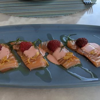Lago - Salmon Crudo ($24) - 3.5 stars. Nicely done, simple and subtle. The fish seemed pretty fresh. Wed lunch 2022-11-23 - Italian Near Me - Las Vegas, Nevada