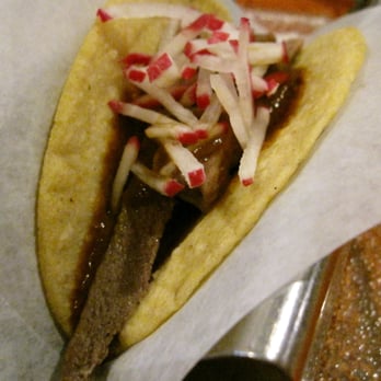 Oyamel - Lengua Guisada - Braised beef tongue w/ radishes and sauce of roasted pasilla chile, tomatoes, onion, and garlic - $3.50 - Mexican Near Me - Washington, DC, District of Columbia Oyamel - Lengua Guisada - Braised beef tongue w/ radishes and sauce of roasted pasilla chile, tomatoes, onion, and garlic - $3.50 - Mexican Near Me - Washington, DC, District of Columbia