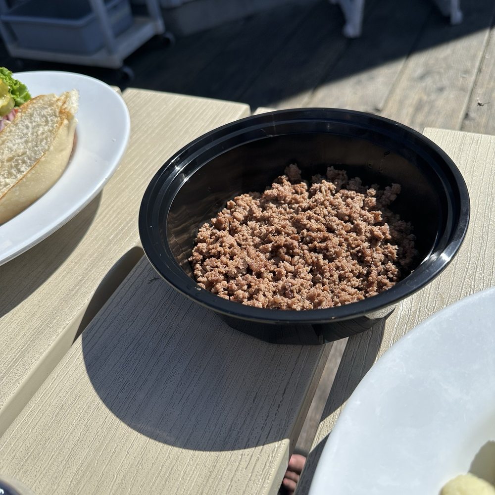 Mersea's - Puppy patty for the doggo. Big portion for him! - Bars Near Me - Avila Beach, California