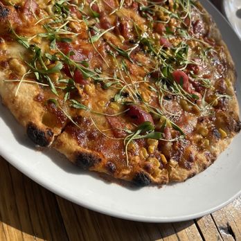 Malibu Farm - BBQ corn pizza - Coffee & Tea Near Me - Tiburon, California Malibu Farm - BBQ corn pizza - Coffee & Tea Near Me - Tiburon, California