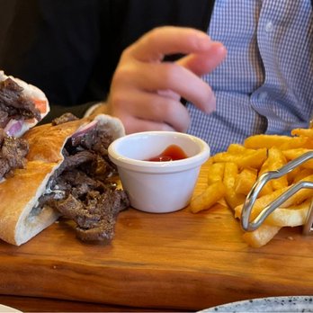 Blue Fig Garden - a steak sandwich and french fries - Mediterranean Near Me - Cherry Hill, New Jersey