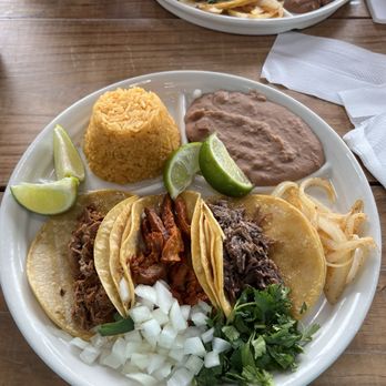 Taco City Y Mas 3 - 3 Tacos Plate with corn tortillas (from left to right) Pollo, Pastor, and Barbacoa - Tacos Near Me - Royse City, Texas Taco City Y Mas 3 - 3 Tacos Plate with corn tortillas (from left to right) Pollo, Pastor, and Barbacoa - Tacos Near Me - Royse City, Texas