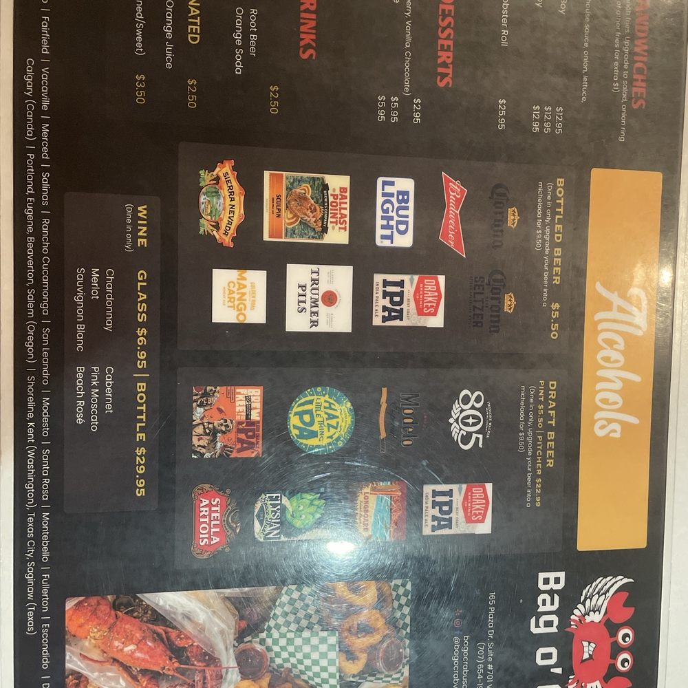 Bag O Crab - Back of menu - Cajun/Creole Near Me - Vallejo, California Bag O Crab - Back of menu - Cajun/Creole Near Me - Vallejo, California
