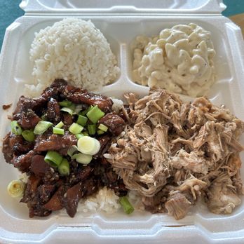 Hawaiian Bros Island Grill - Classic mixed plate with Honolulu chicken and Luau pig - Hawaiian Near Me - Allen, Texas