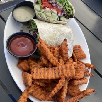 Perfect Pear Bistro - Wrap with sweet potato fries - New American Near Me - Tempe, Arizona