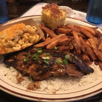 Dinosaur Bar-B-Que - Bronzed catfish, rice, Mac & Cheese, fries, Hunk of Cornbread - Barbeque Near Me - Rochester, New York