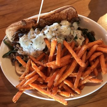 Twin Peaks - Philly Cheesesteaks with sweet potato fries - New American Near Me - Hoover, Alabama