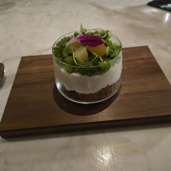 Uchi Scottsdale - Cilantro ice puree with jasmine cream and honey granola - Japanese Near Me - Scottsdale, Arizona Uchi Scottsdale - Cilantro ice puree with jasmine cream and honey granola - Japanese Near Me - Scottsdale, Arizona
