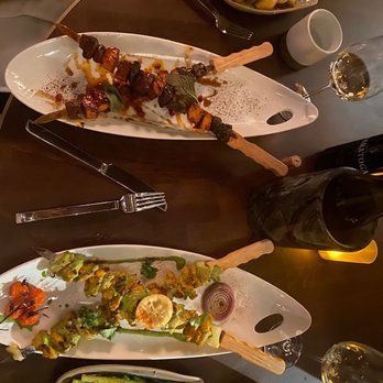 Anixi - "Chicken" skewer, asparagus, potatoes, mushroom skewer - Vegan Near Me - New York, New York