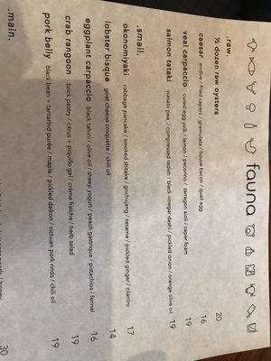 Menu photo 2 Fauna Food + Bar Ottawa, ON