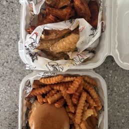 Waygu The Wagyu SmashBurger w Fries and 10 PIECE WINGS.
