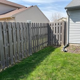 Backyard cedar fence aged very well after 7 years. Backyard cedar fence aged very well after 7 years.