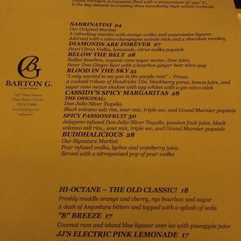 Barton G - Drink menu - New American Near Me - Miami Beach, Florida Barton G - Drink menu - New American Near Me - Miami Beach, Florida