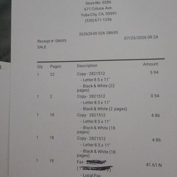 Staples - July 25 receipt - Shipping Centers Near Me - Yuba City, California Staples - July 25 receipt - Shipping Centers Near Me - Yuba City, California