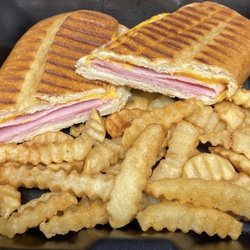 Shuga Nickels - Hot ham and cheese on Cuban bread