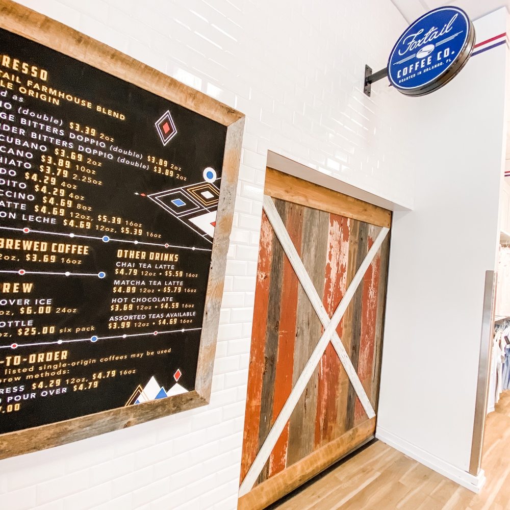 Foxtail Coffee - menus on the wall - Coffee & Tea Near Me - Orlando, Florida