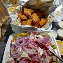 Riverside Pizza - Large antipasto and 2 dozen med wings
