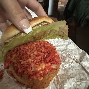 Wendy's - Takis Fuego Chicken Sandwich. I had lettuce added to it - Burgers Near Me - Yorkville, Illinois Wendy's - Takis Fuego Chicken Sandwich. I had lettuce added to it - Burgers Near Me - Yorkville, Illinois