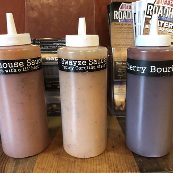 Deep Run Roadhouse - Homemade sauces, all good. Cherry Bourbon was my favorite. - Barbeque Near Me - Richmond, Virginia
