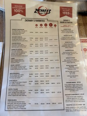 Menu photo 1 Zachary's Chicago Pizza Pleasanton, CA Menu photo 1 Zachary's Chicago Pizza Pleasanton, CA
