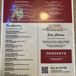 Cohee's 404 Restaurant & Lounge - Back of menu Aug 2026