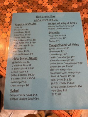 Menu photo 1 Hell Creek Bar & Grill Jordan, MT