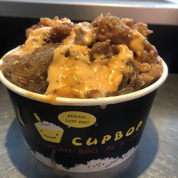 Cupbop - Korean BBQ - Combo bop with Korean style fried chicken and bbq chicken. Level 4 spicy. So yummy! - Barbeque Near Me - Glendale, Arizona Cupbop - Korean BBQ - Combo bop with Korean style fried chicken and bbq chicken. Level 4 spicy. So yummy! - Barbeque Near Me - Glendale, Arizona