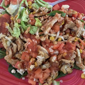 Casa Seville - a red plate with a salad on it - Mexican Near Me - Odon, Indiana