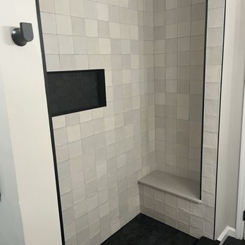 Fresh Renovations - Shower with bench before the door was installed - General Contractors Near Me - Blackwood , New Jersey