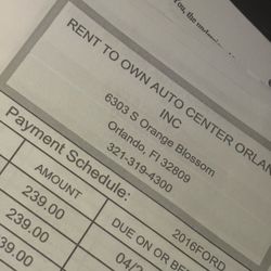 Rent To Own Auto Centers - Payment requirements