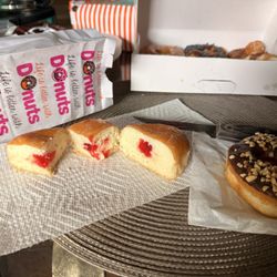 The Raspberry filled donut from Donut Time on Brown Street