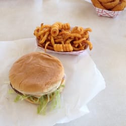 Fred's Corner Grille - Tasty burger and curly fries!