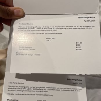 ClearHome Self Storage - Another rate increase, this occurs sometimes multiple times per year. - Self Storage Near Me - Mary Esther, Florida ClearHome Self Storage - Another rate increase, this occurs sometimes multiple times per year. - Self Storage Near Me - Mary Esther, Florida