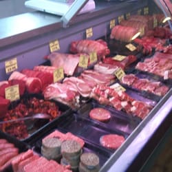 Gosford Bothy Farm Shop - Rather out of focus view of the butchers section