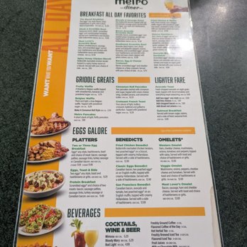 Metro Diner - The all-day breakfast menu. - American Near Me - Raleigh, North Carolina