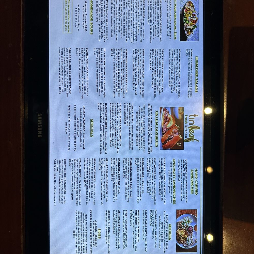 Tinleaf Fresh Kitchen - Menu - New American Near Me - Carlsbad, California Tinleaf Fresh Kitchen - Menu - New American Near Me - Carlsbad, California
