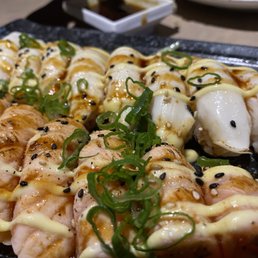 Torched salmon and tuna
