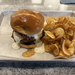 Kenny's Flippin Burgers - Bacon ranch burger with ribbon fries