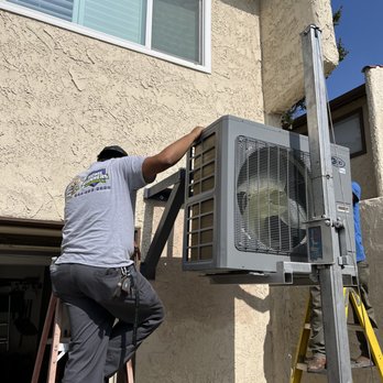 Home Runners Heating & Air - Slim line condenser hung off wall in town home complex - Heating & Air Conditioning/HVAC Near Me - Covina, California Home Runners Heating & Air - Slim line condenser hung off wall in town home complex - Heating & Air Conditioning/HVAC Near Me - Covina, California