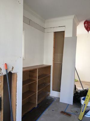 kilbourn av project - these walls were cut it off for electricity work and needed to be plasted. and the little shelf needed to change color from stain to white color ... kilbourn av project - these walls were cut it off for electricity work and needed to be plasted. and the little shelf needed to change color from stain to white color ...