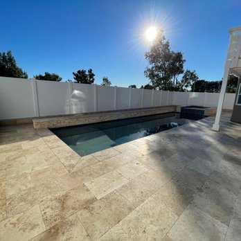 Do It All Power Washing - Back yard (Travertine flooring and vinyl fencing) - Pressure Washers Near Me - San Bernardino, California