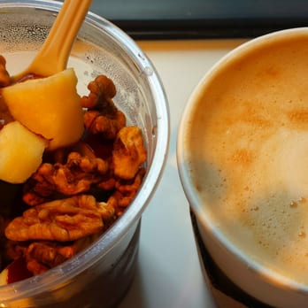 Nood Food - Most delicious breakfast of acai bowl with apples and walnuts and a tasty soylatte. - Cafes Near Me - Hong Kong, HK