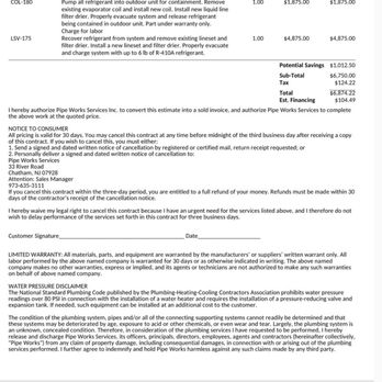 Pipe Works Services - This was my Pipeworks estimate - Plumbing Near Me - Chatham, New Jersey