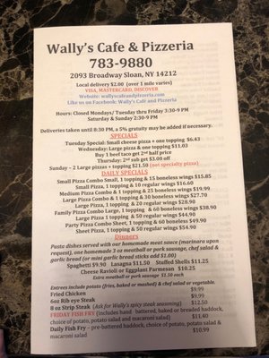 Menu photo 4 Wally's Cafe & Pizzeria Sloan, NY