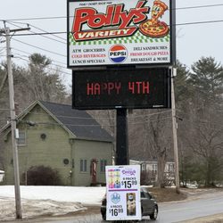 Polly's Variety - Street side sign.
