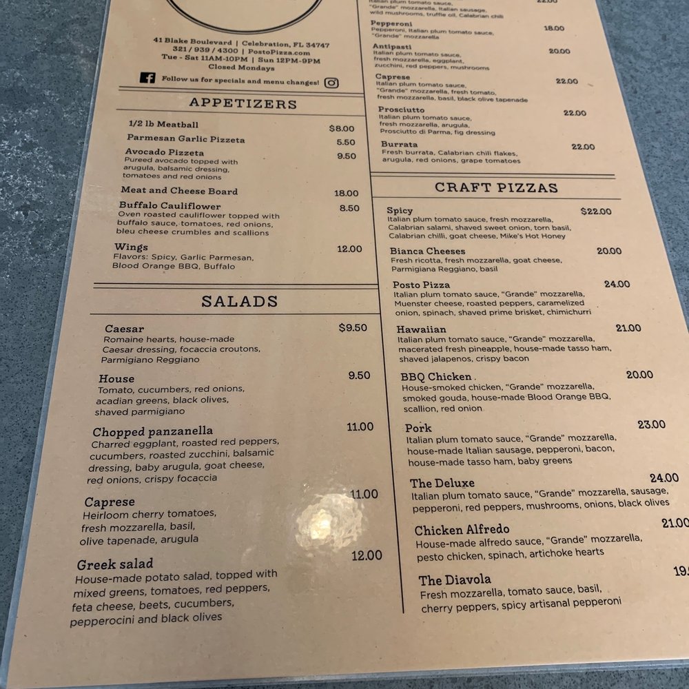 Posto Pizza - Menu 2 - Pizza Near Me - Celebration, Florida Posto Pizza - Menu 2 - Pizza Near Me - Celebration, Florida
