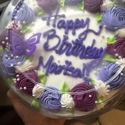 Bashas' - Fry's Beautiful Birthday Cake with Happy Birthday Marisol hand done on the spot with my request to the bakery employee.